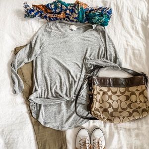 Anthropologie Knot Front Micro Fleece Sweater